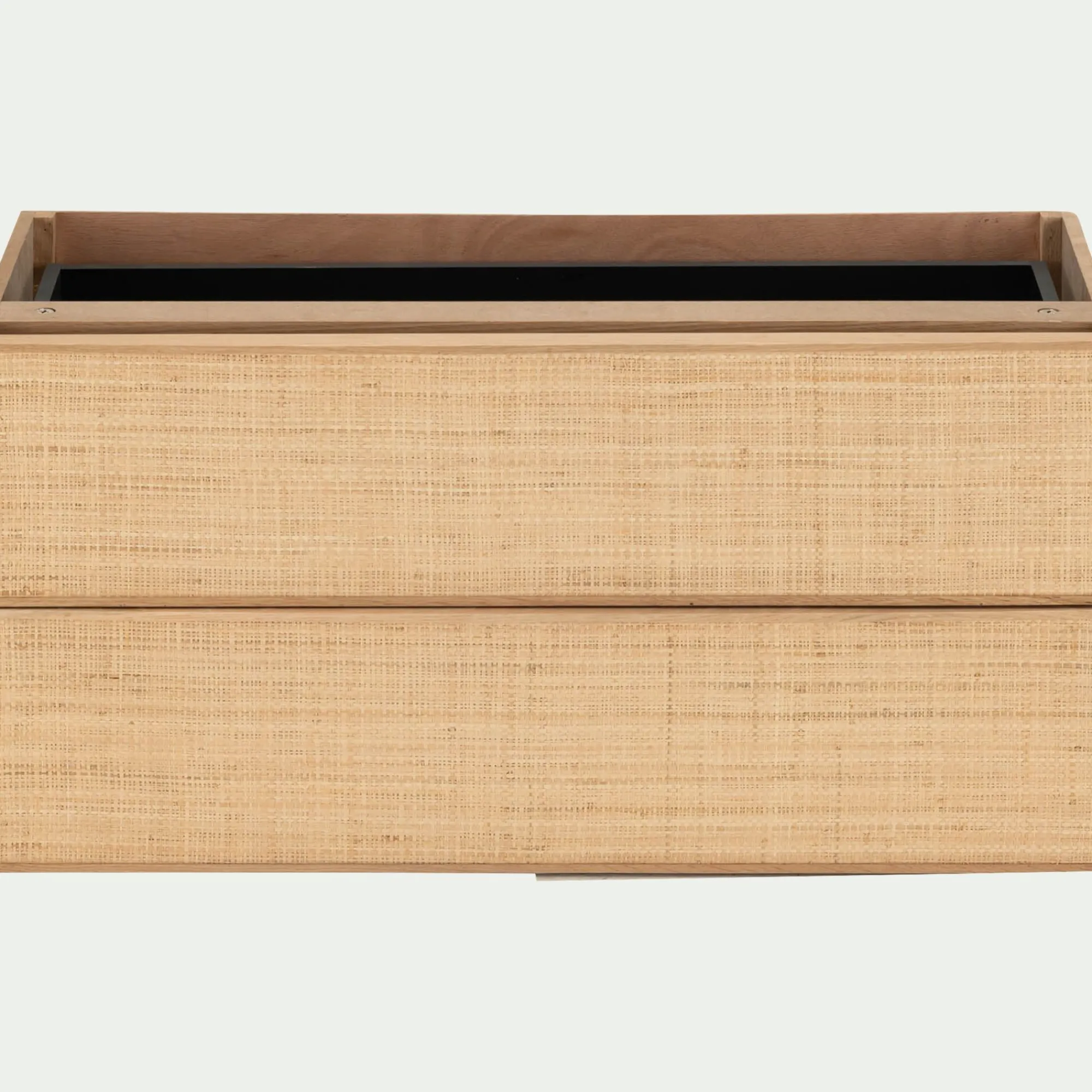 alinea Rangement À Composer*Bloc de 2 grands tiroirs en chêne et raphia L82cm - Bois clair