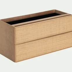 alinea Rangement À Composer*Bloc de 2 grands tiroirs en chêne et raphia L82cm - Bois clair