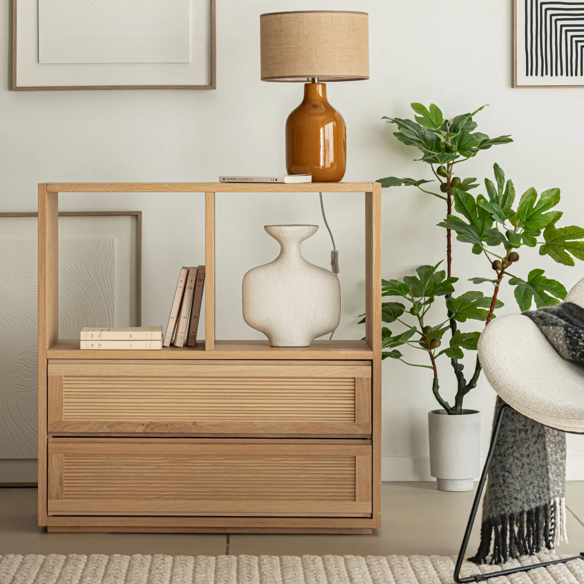 alinea Rangement À Composer*Bloc de 2 grands tiroirs L82cm Bois clair
