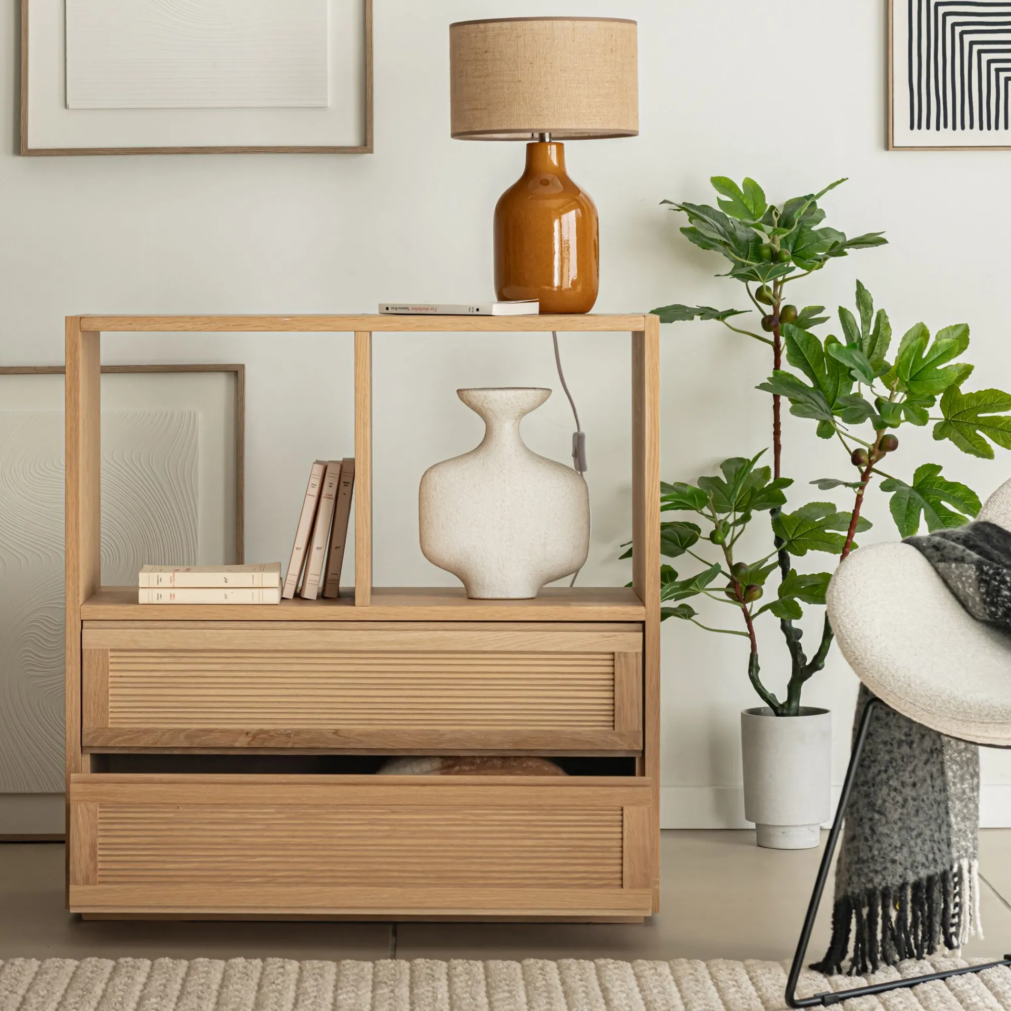 alinea Rangement À Composer*Bloc de 2 grands tiroirs L82cm Bois clair