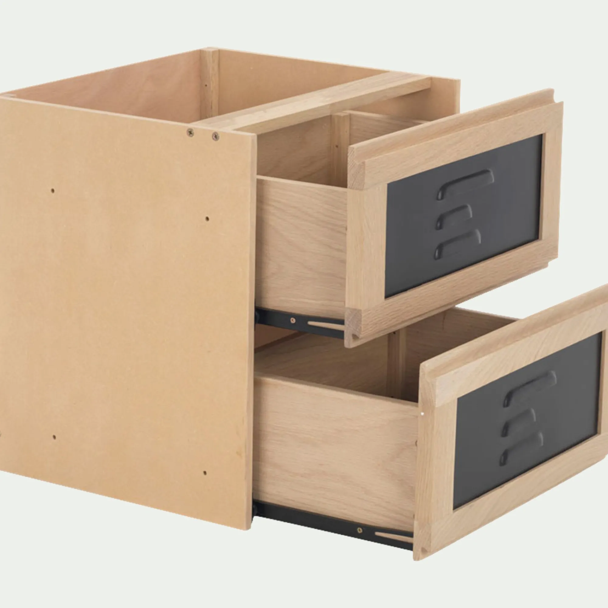 alinea Rangement À Composer*Bloc de 2 tiroirs en acier L40cm - Noir