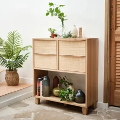 alinea Rangement À Composer*Bloc de 2 tiroirs en chêne et raphia L40cm - Bois clair