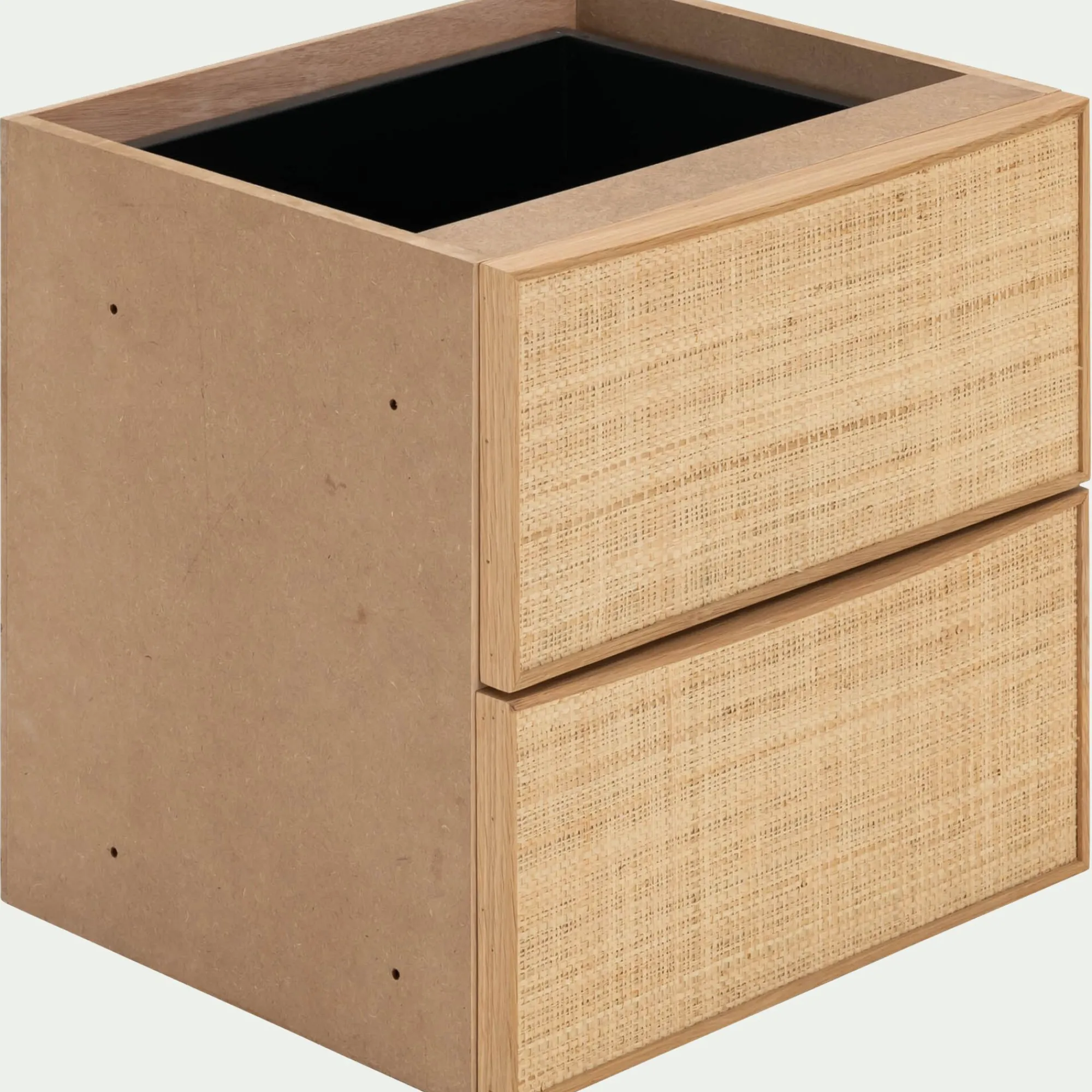 alinea Rangement À Composer*Bloc de 2 tiroirs en chêne et raphia L40cm - Bois clair