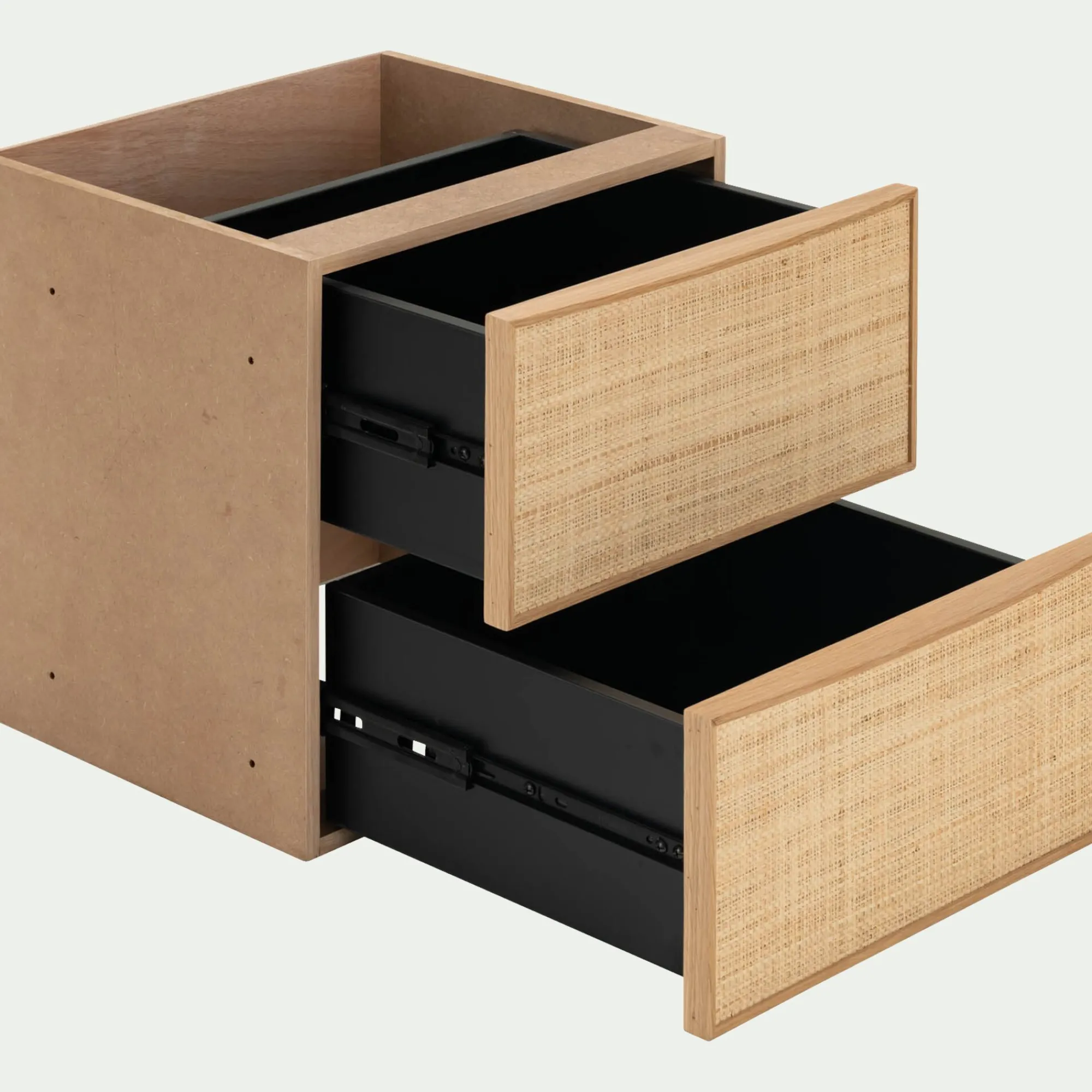 alinea Rangement À Composer*Bloc de 2 tiroirs en chêne et raphia L40cm - Bois clair