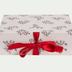 alinea Objet Décoratif De Noël*Boite cadeau motif fragon 30X20X10cm - Blanc