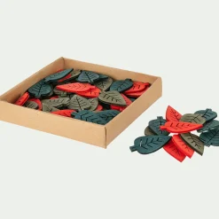 alinea Décoration De La Table De Noël|Vase Et Branchage De Noël*Boite de 20 feuilles déco - D12xP2,5cm multicolore Vert