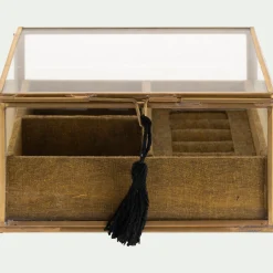 alinea Boîte De Rangement|Décoration À Poser*Boite en laiton et en verre 15,5x15,5x8cm - Doré