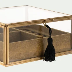 alinea Boîte De Rangement|Décoration À Poser*Boite en laiton et en verre 15,5x15,5x8cm - Doré