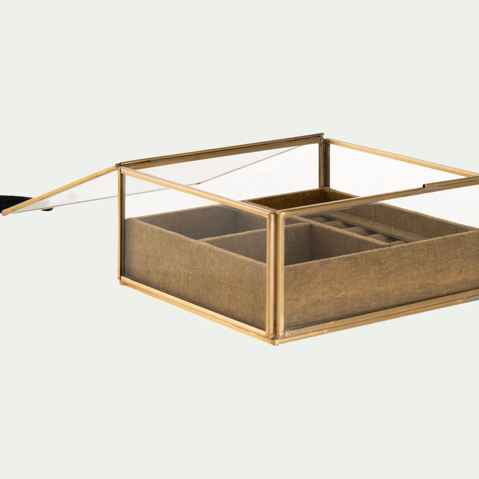 alinea Boîte De Rangement|Décoration À Poser*Boite en laiton et en verre 15,5x15,5x8cm - Doré