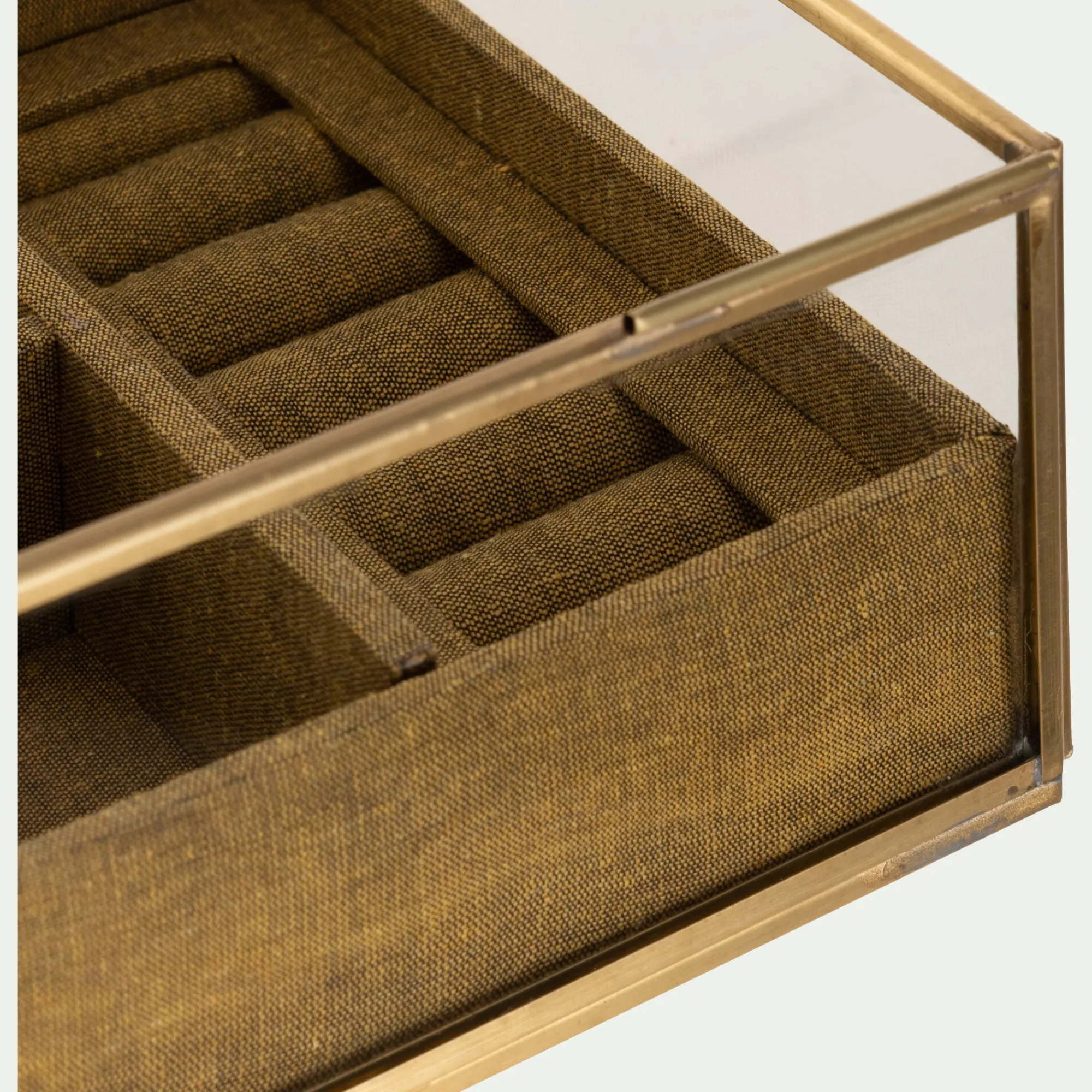 alinea Boîte De Rangement|Décoration À Poser*Boite en laiton et en verre 15,5x15,5x8cm - Doré