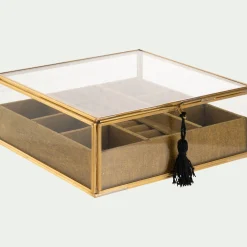 alinea Boîte De Rangement|Décoration À Poser*Boite en laiton et en verre 21x21x8cm - Doré