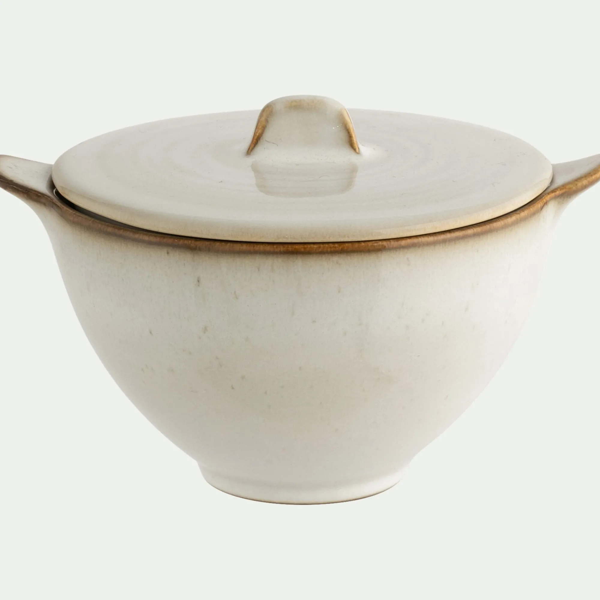 alinea Vaisselle Petit Déjeuner|Bol*Bol avec couvercle en grès D16,5cm - alpilles Beige