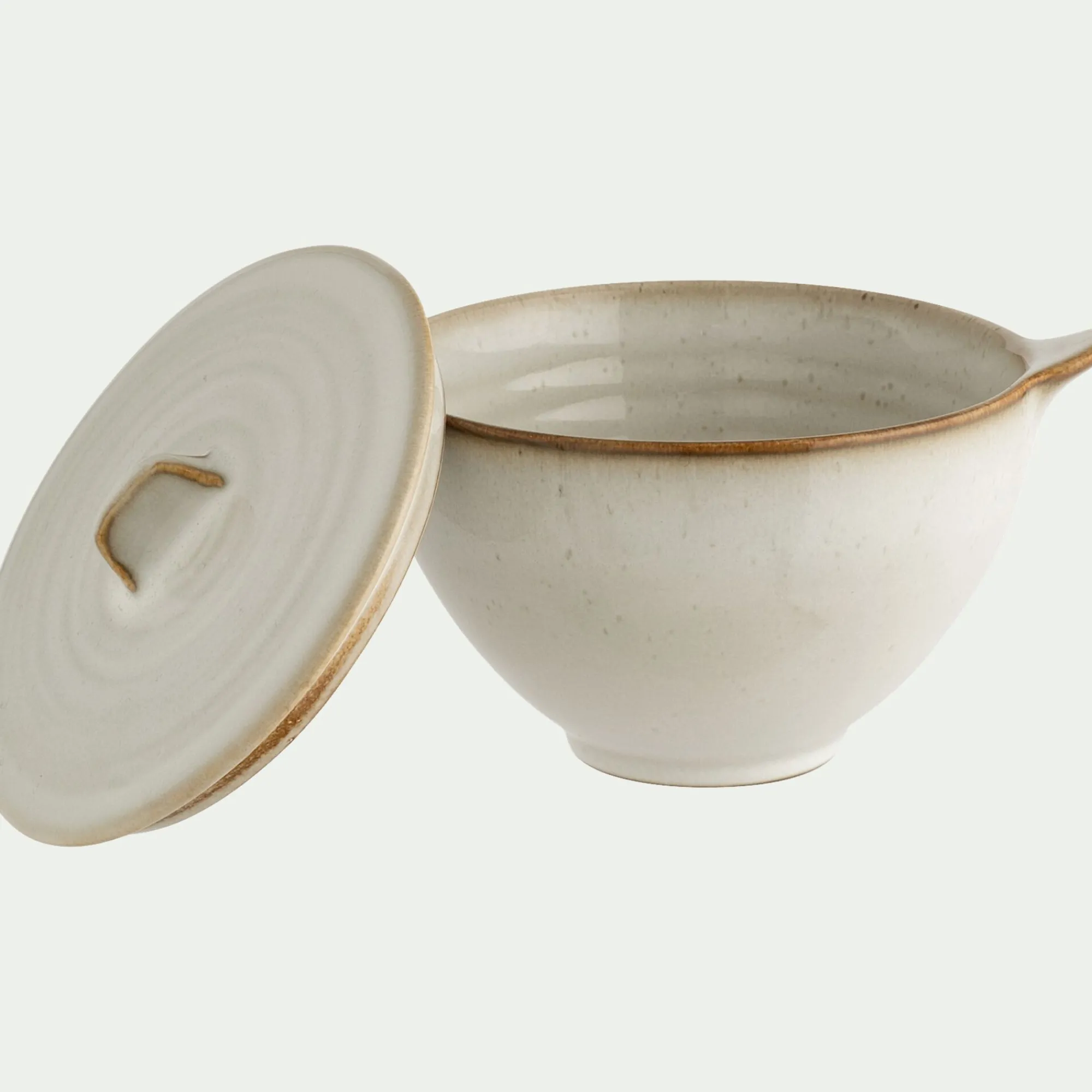 alinea Vaisselle Petit Déjeuner|Bol*Bol avec couvercle en grès D16,5cm - alpilles Beige
