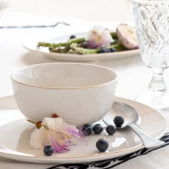 alinea Vaisselle Petit Déjeuner|Bol*Bol avec liseré en porcelaine D13,5cm - Blanc