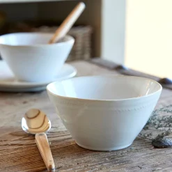 alinea Vaisselle Petit Déjeuner|Bol*Bol en grès avec liseré beige D15,7cm - ventoux Blanc
