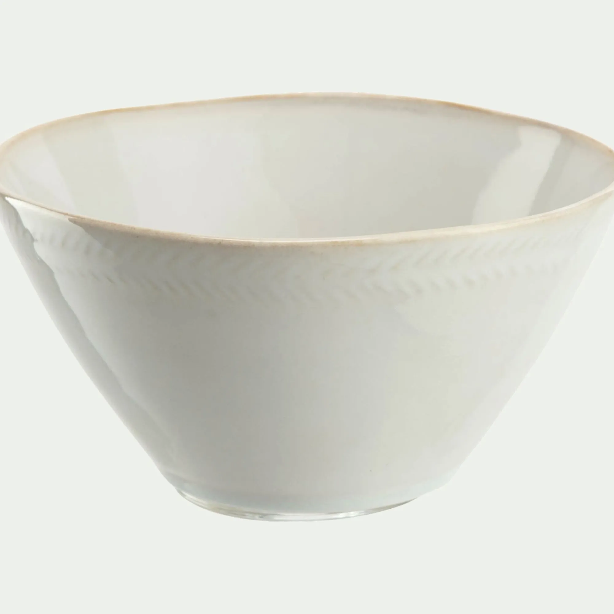 alinea Vaisselle Petit Déjeuner|Bol*Bol en grès avec liseré beige D15,7cm - ventoux Blanc