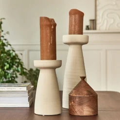 alinea Bougeoir*Bougeoir en grès D11,5xH22cm - beige