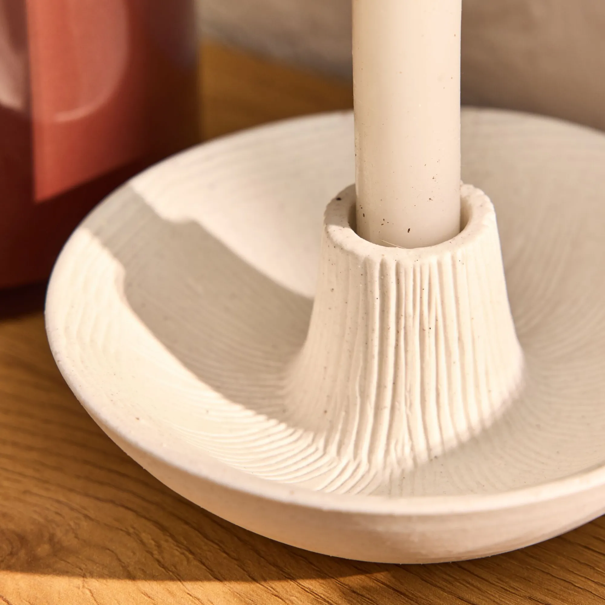 alinea Bougeoir*Bougeoir rond en grès D14xH5cm - Blanc