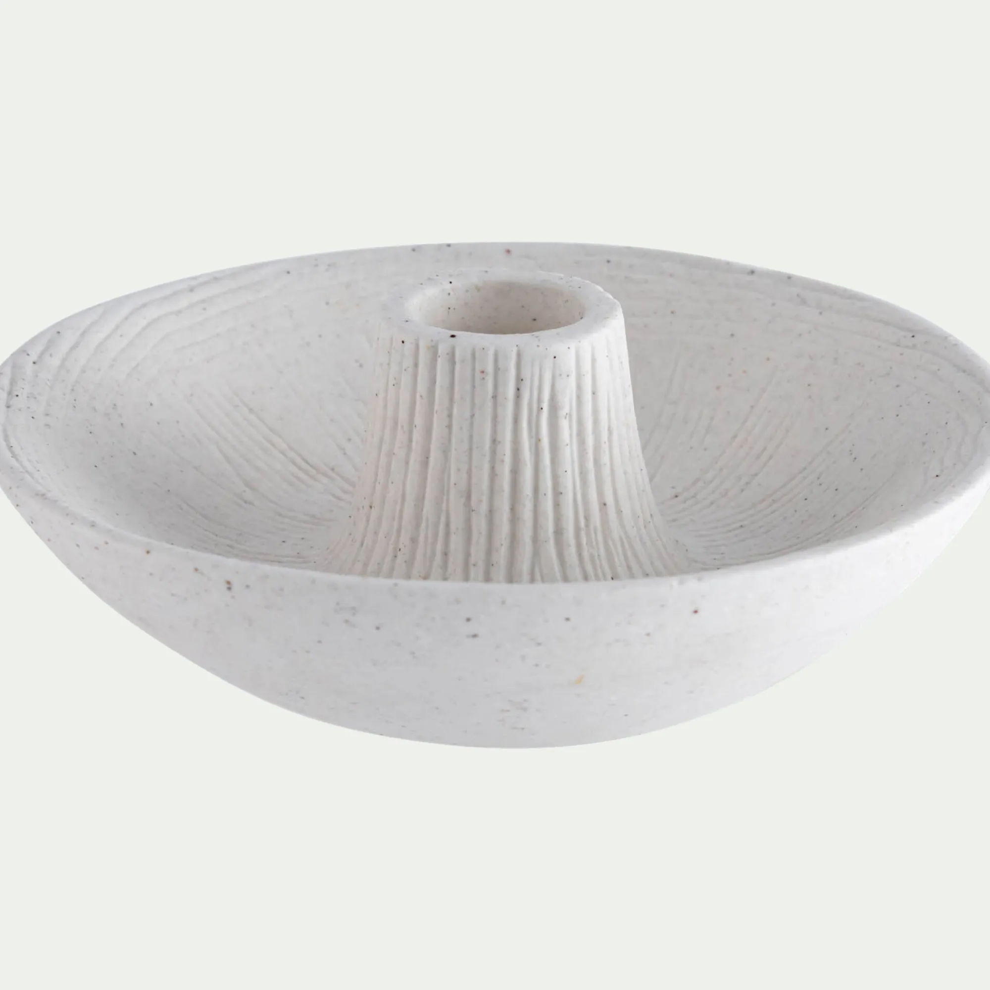 alinea Bougeoir*Bougeoir rond en grès D14xH5cm - Blanc