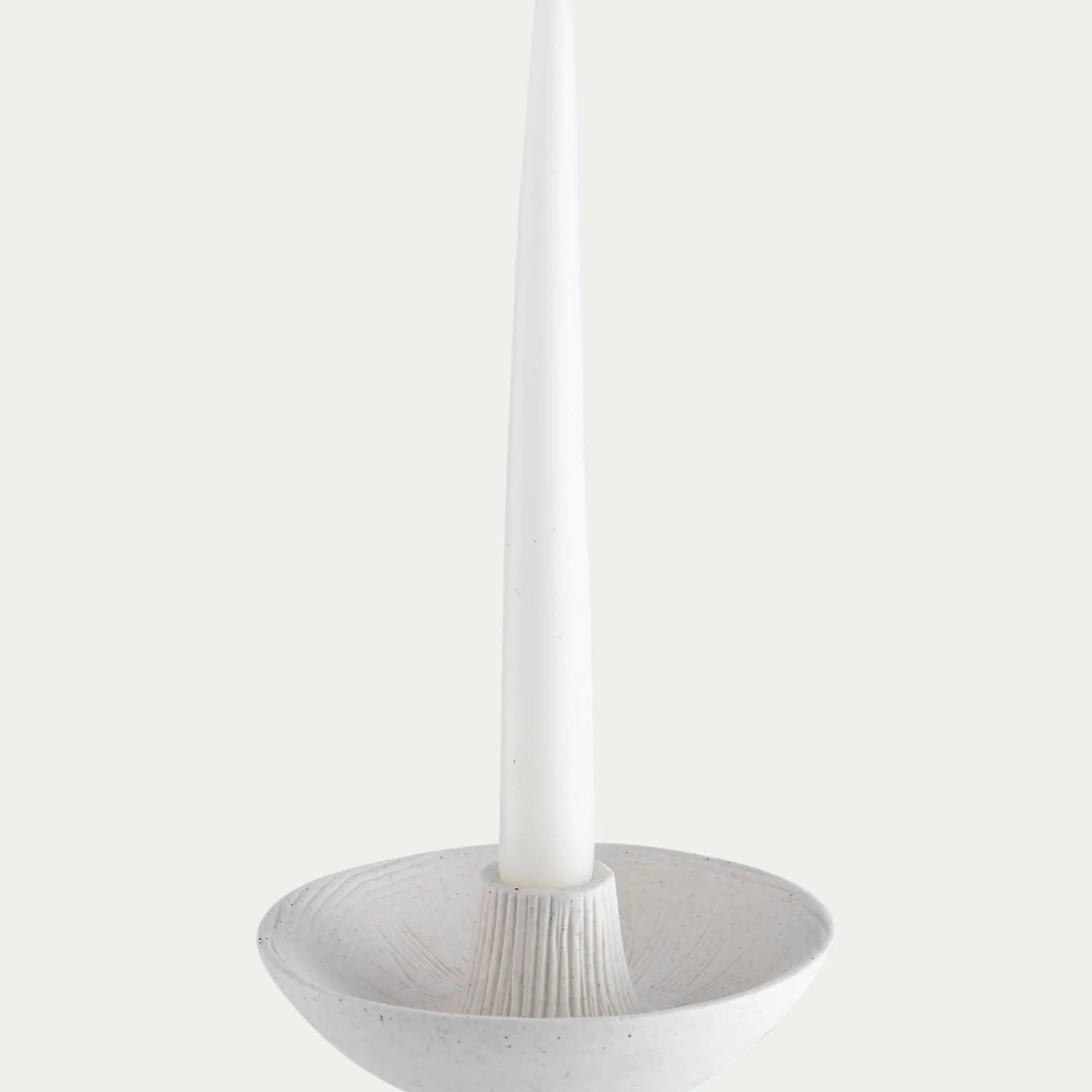 alinea Bougeoir*Bougeoir rond en grès D14xH5cm - Blanc