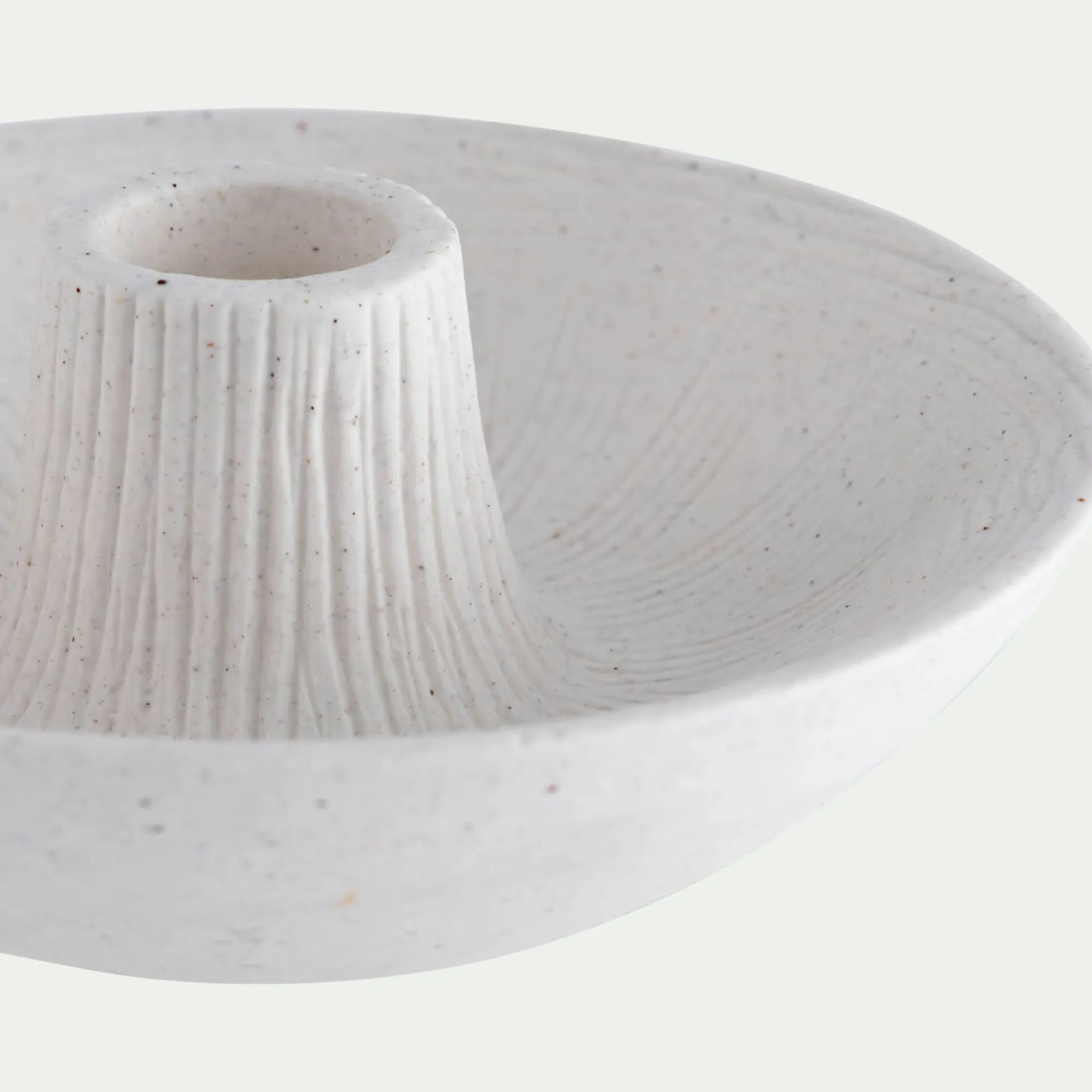 alinea Bougeoir*Bougeoir rond en grès D14xH5cm - Blanc