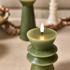 alinea Bougie|Bougie Et Photophore De Noël*Bougie à LED D7,7xH14,6cm - Vert