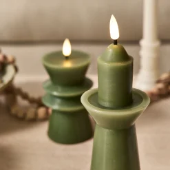 alinea Bougie|Bougie Et Photophore De Noël*Bougie à LED D6,9xH23,4cm - Vert