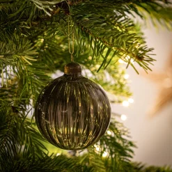 alinea Boule De Noël*Boule de Noël en verre avec stries D8cm - Vert