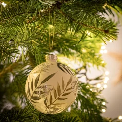alinea Boule De Noël*Boule de Noël en verre motif végétal D8cm - Vert