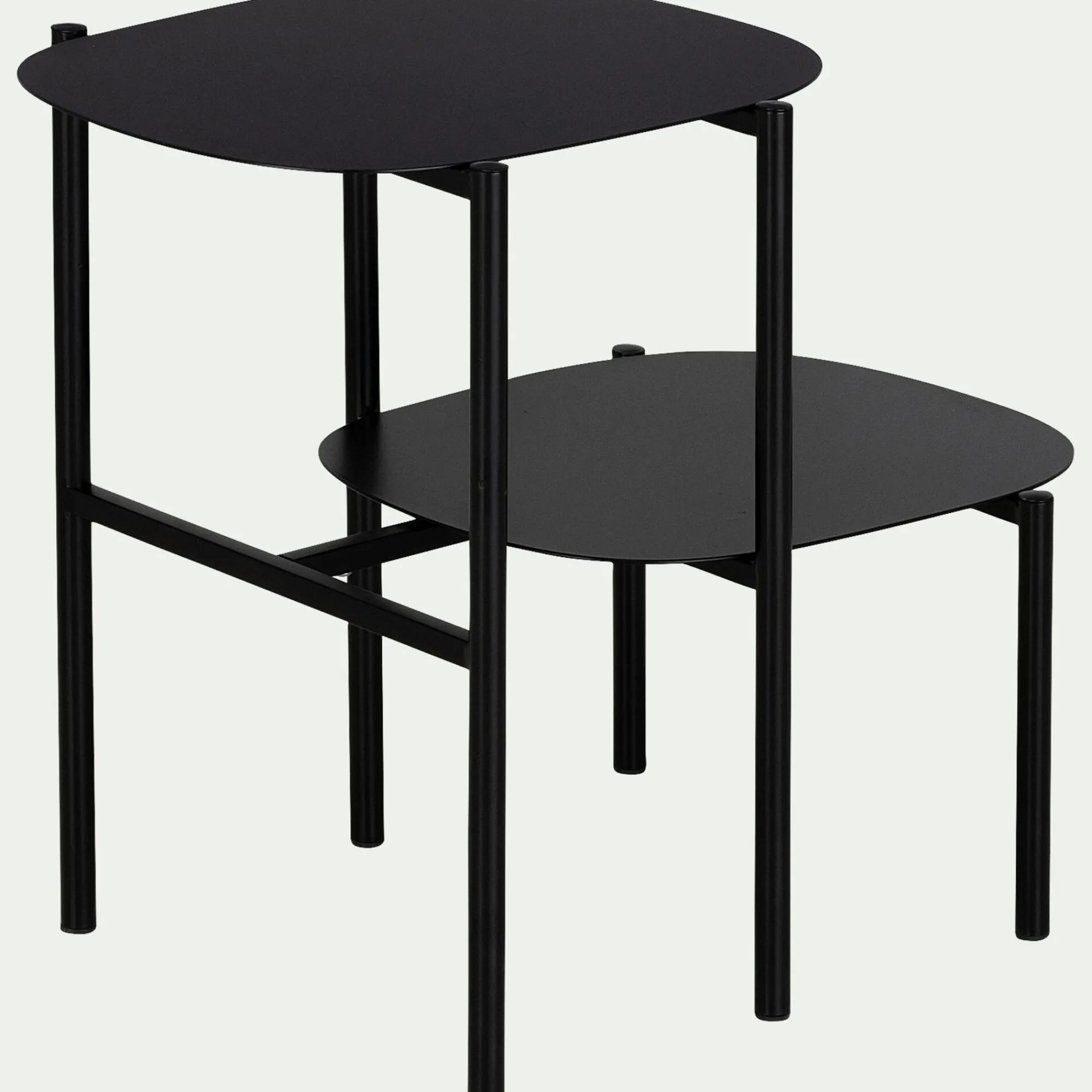 alinea Bout De Canapé*Bout de canapé double plateau en métal - H50cm Noir
