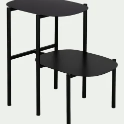 alinea Bout De Canapé*Bout de canapé double plateau en métal - H50cm Noir