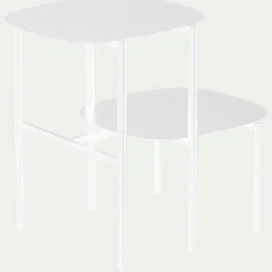 alinea Bout De Canapé*Bout de canapé double plateau en métal - H50cm Blanc