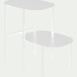 alinea Bout De Canapé*Bout de canapé double plateau en métal - H50cm Blanc