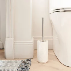 alinea Accessoire Wc*Brosse et porte-brosse wc en céramique mouchetée - ventoux Blanc
