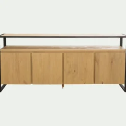 alinea Buffet De Salle À Manger|Buffet*Buffet 4 portes en pin massif et métal noir Bois clair