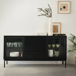 alinea Buffet De Salle À Manger|Buffet*Buffet 2 portes et 3 tiroirs en bois - Noir