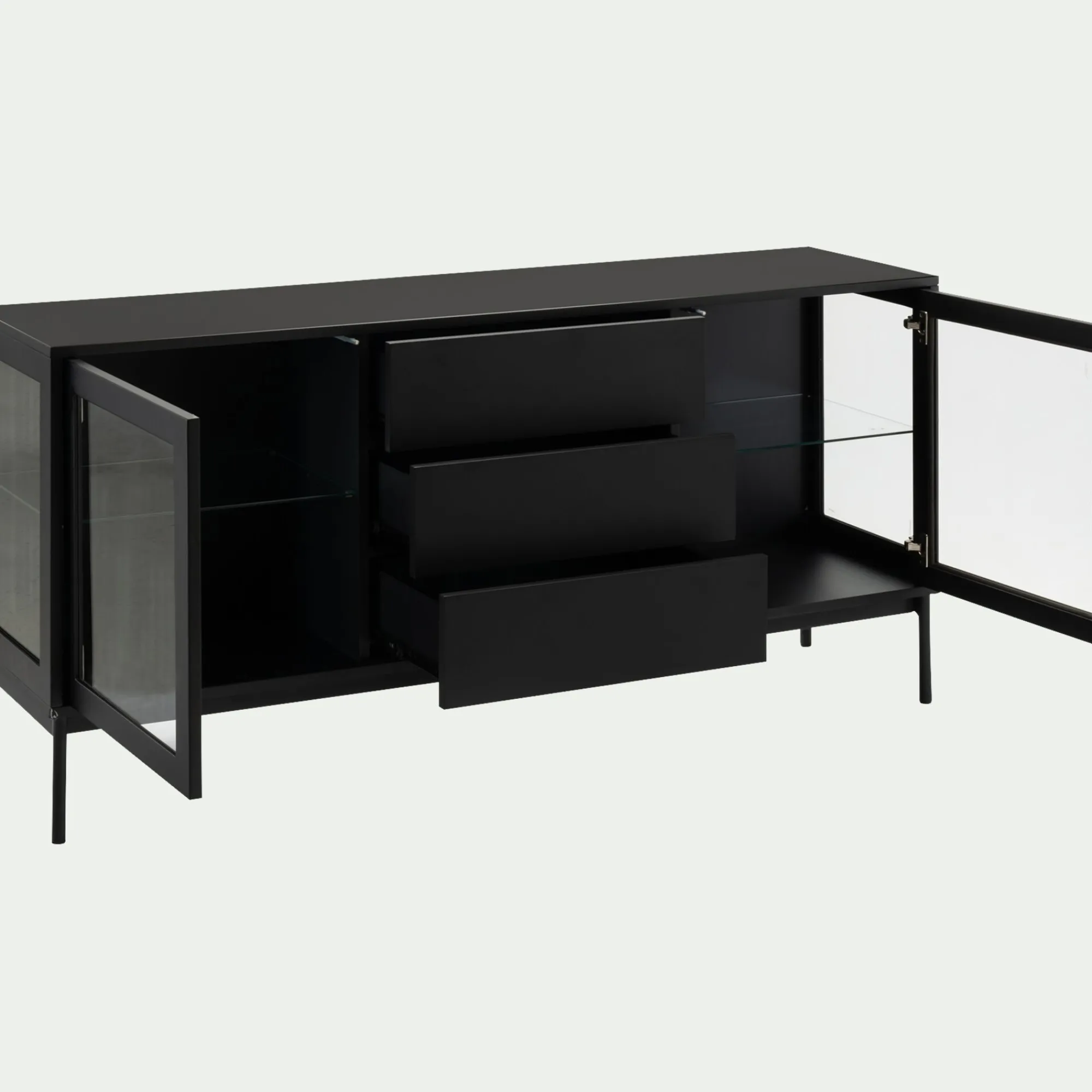 alinea Buffet De Salle À Manger|Buffet*Buffet 2 portes et 3 tiroirs en bois - Noir