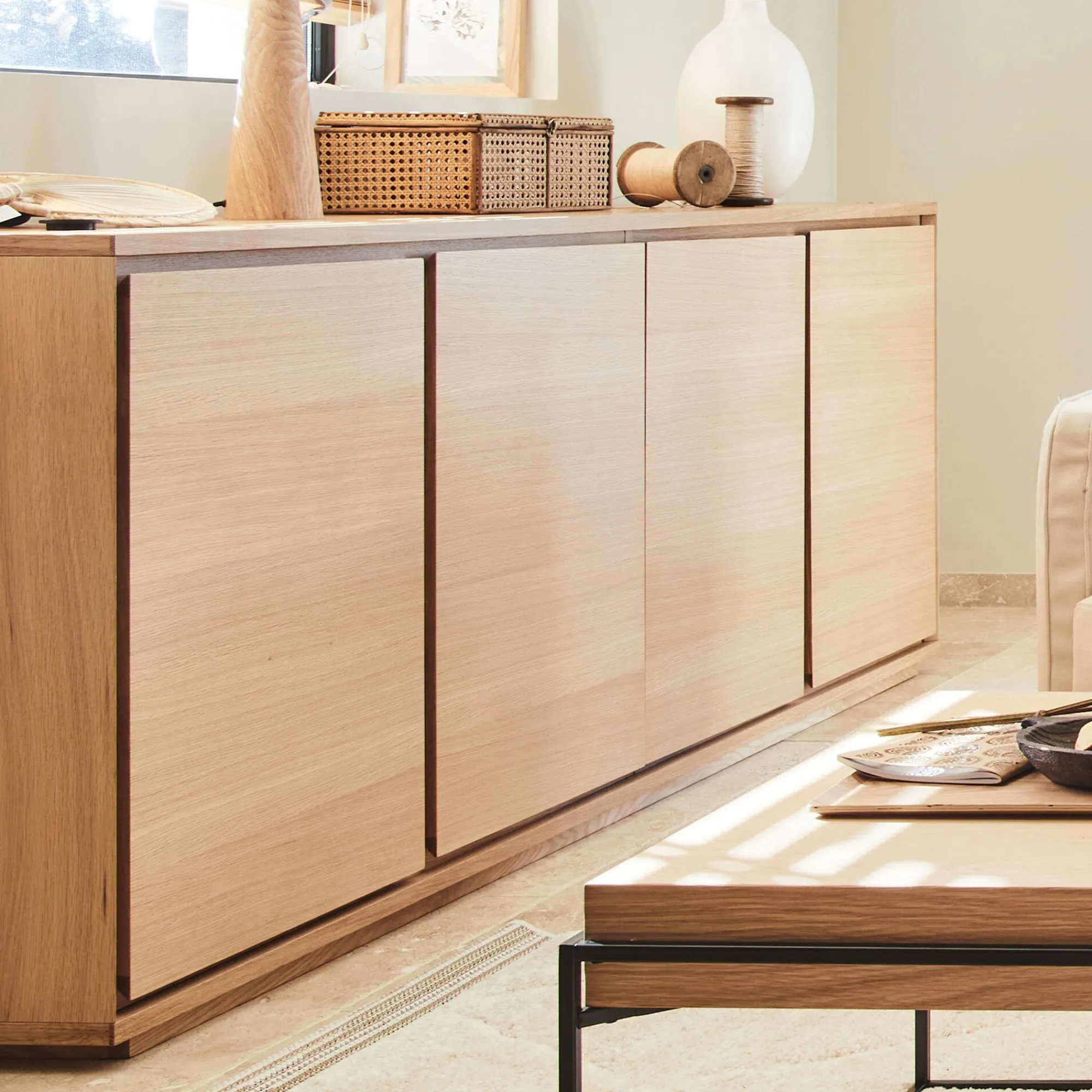 alinea Buffet De Salle À Manger|Buffet*Buffet bas en bois 4 portes - naturel Bois clair