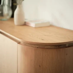 alinea Buffet De Salle À Manger|Buffet*Buffet bas ovale en bois et piètement en chêne masif - Bois clair