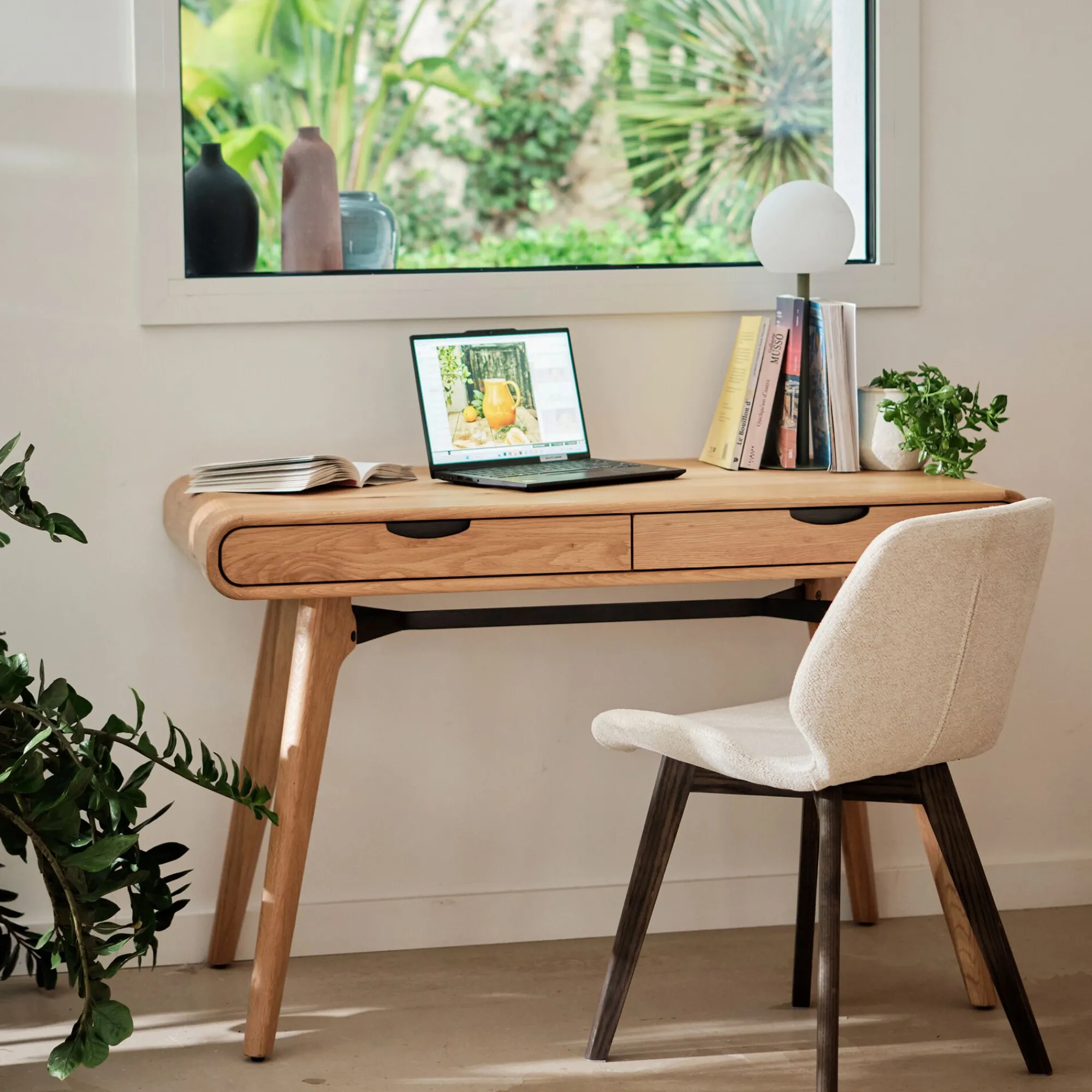 alinea Bureau*Bureau en bois avec 2 tiroirs L120cm - Bois clair