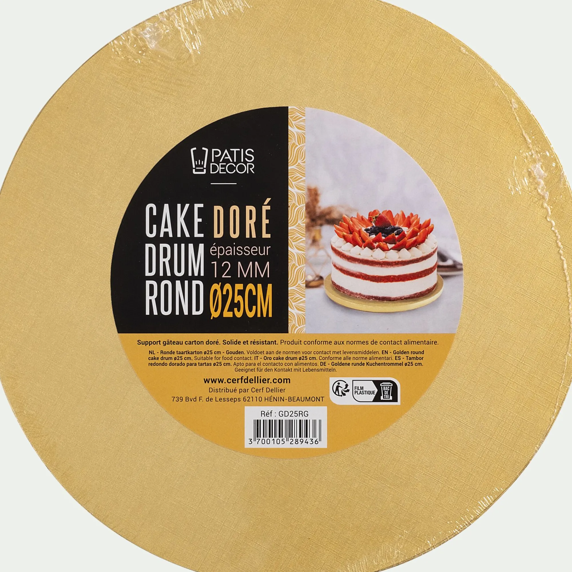 alinea Ustensile Pour Pâtisserie*Cake drum rond D25cm - métallisé Doré