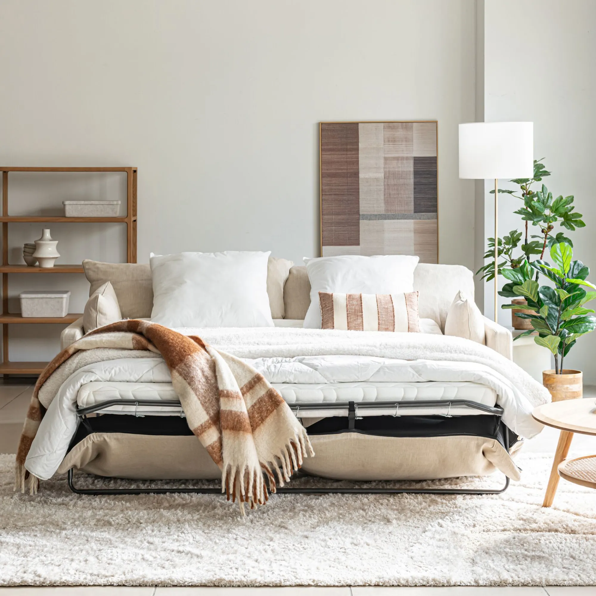 alinea Canapé 4 Places*Canapé 4 places convertible en tissu - alpilles Beige