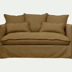 alinea Canapé 2 Places*Canapé 2 places convertible en tissu wind - bronze Marron
