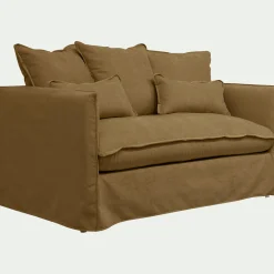 alinea Canapé 2 Places*Canapé 2 places convertible en tissu wind - bronze Marron