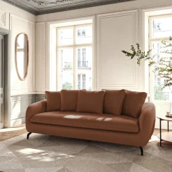 alinea Canapé 3 Places*Canapé 3 places convertible en tissu tramé - brun rustrel Marron