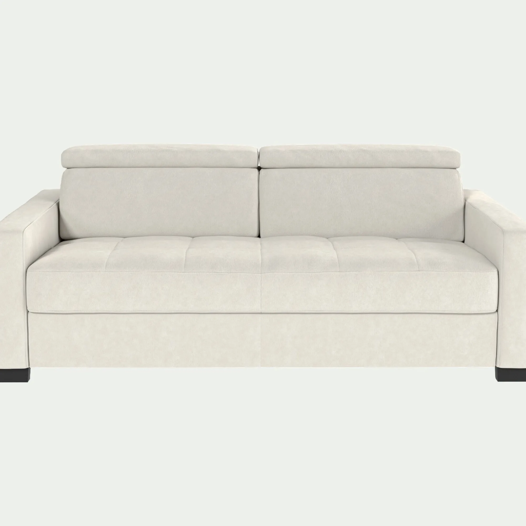 alinea Canapé En Cuir|Canapé 3 Places*Canapé 3 places convertible avec matelas Bultex en cuir avec accoudoirs 15cm - Blanc