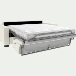 alinea Canapé En Cuir|Canapé 3 Places*Canapé 3 places convertible avec matelas Bultex en cuir avec accoudoirs 15cm - Blanc