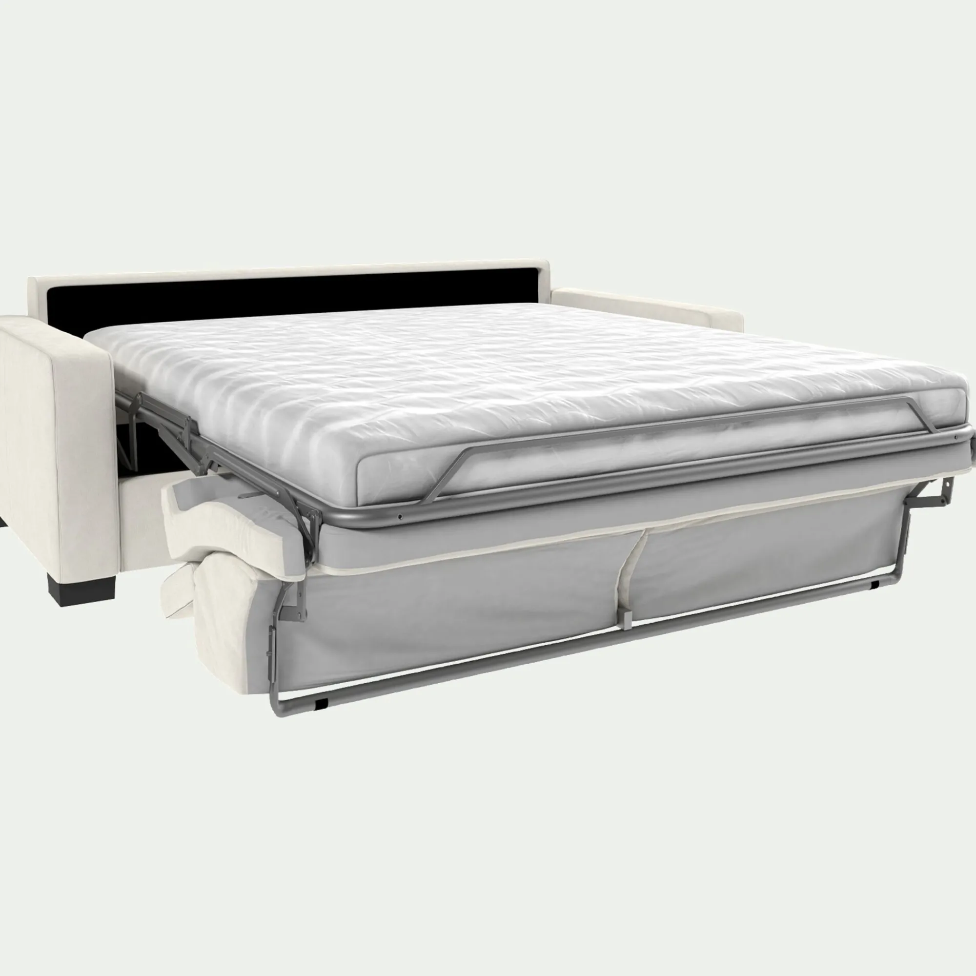alinea Canapé En Cuir|Canapé 3 Places*Canapé 3 places convertible avec matelas Bultex en cuir avec accoudoirs 15cm - Blanc