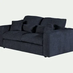 alinea Canapé En Velours|Canapé 3 Places*Canapé 3 places convertible en tissu chenille benjo - marine Bleu