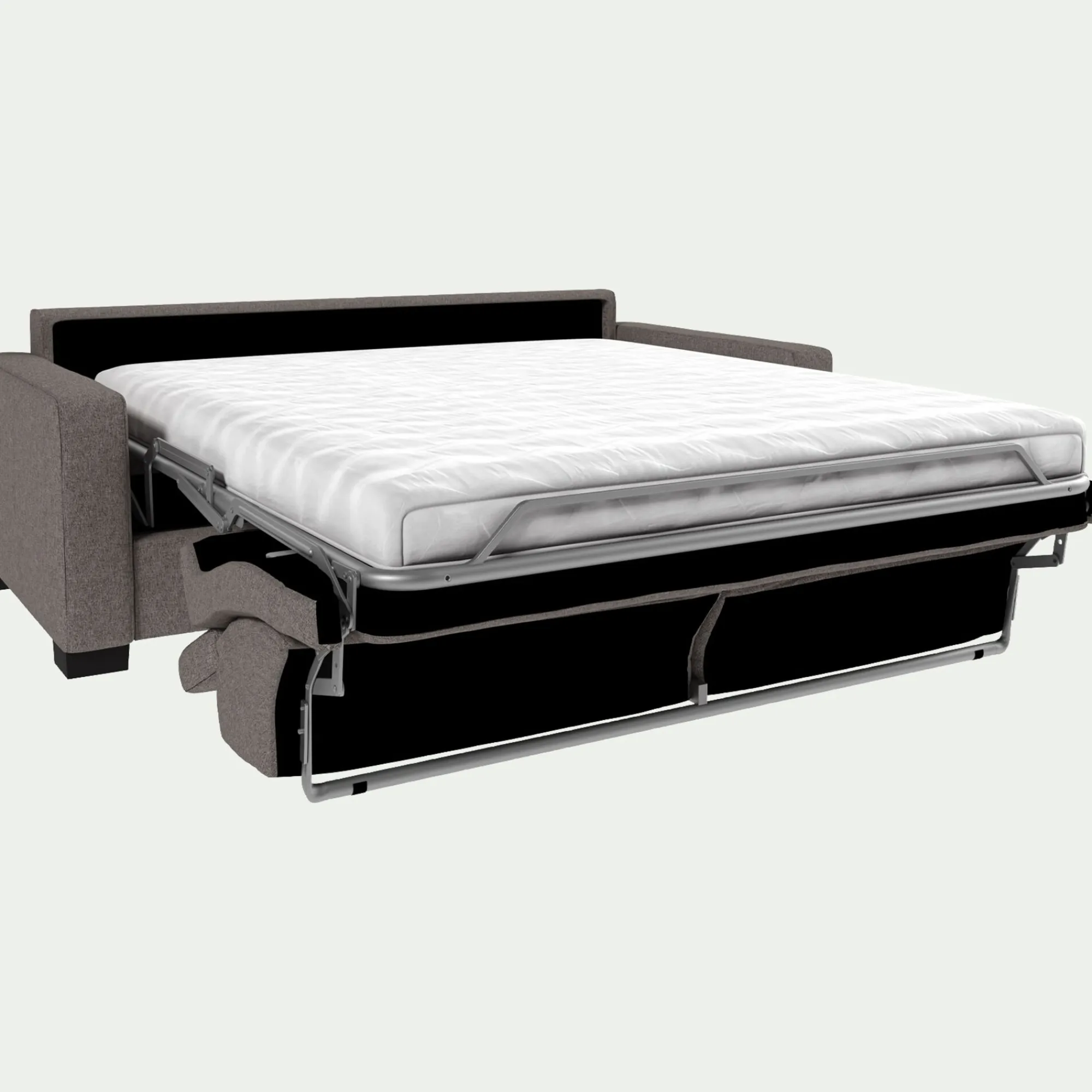 alinea Canapé Convertible|Canapé Droit*Canapé 3 places convertible avec matelas Bultex en pop avec accoudoirs 15cm - taupe Gris
